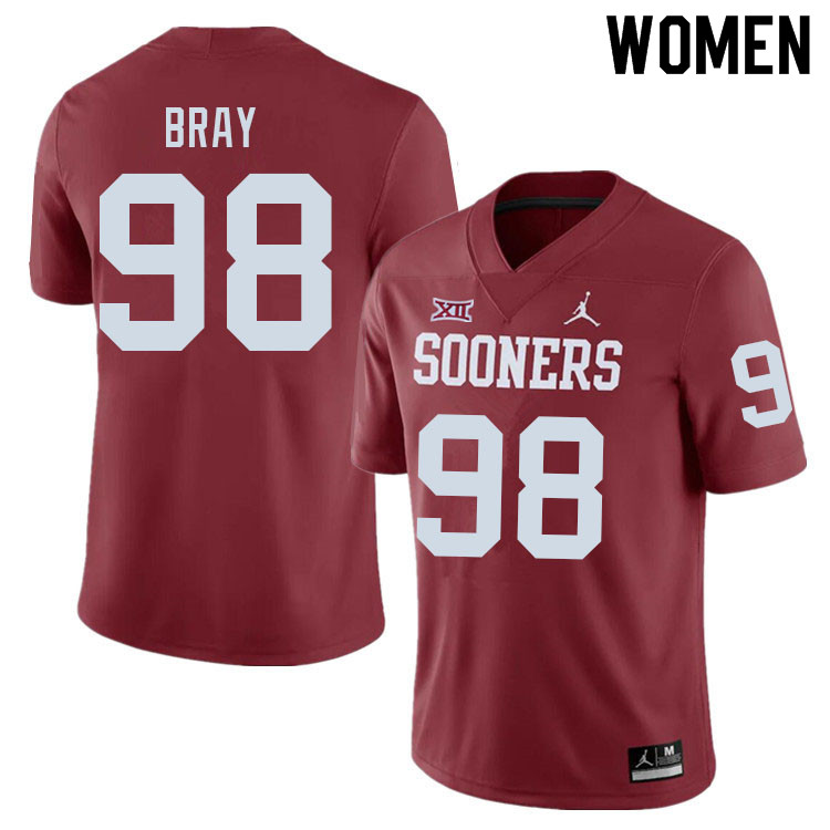 Women #98 Hayden Bray Oklahoma Sooners College Football Jerseys Sale-Crimson